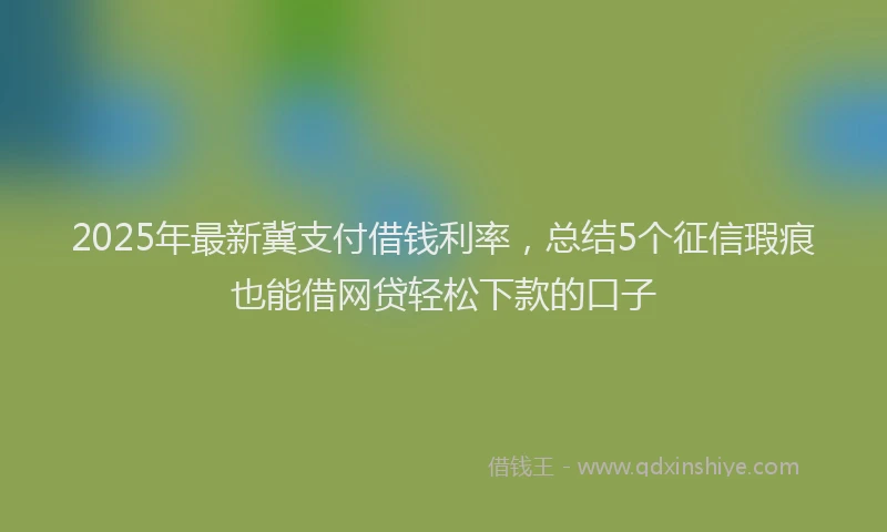 2025年最新冀支付借钱利率，总结5个征信瑕疵也能借网贷轻松下款的口子