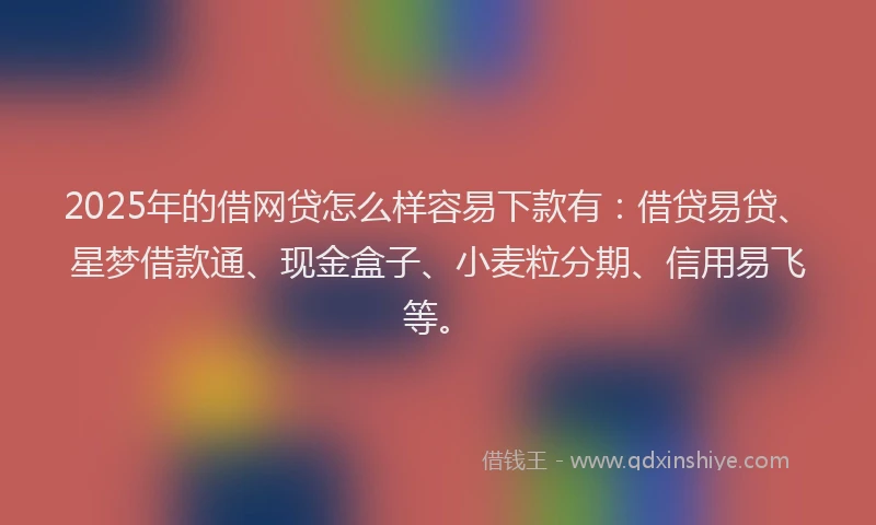 2025年的借网贷怎么样容易下款有：借贷易贷、星梦借款通、现金盒子、小麦粒分期、信用易飞等。