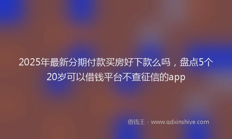 2025年最新分期付款买房好下款么吗，盘点5个20岁可以借钱平台不查征信的app