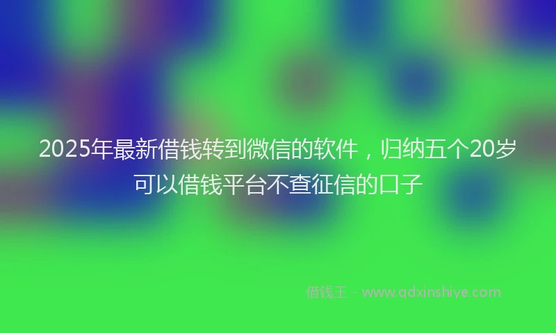 2025年最新借钱转到微信的软件，归纳五个20岁可以借钱平台不查征信的口子