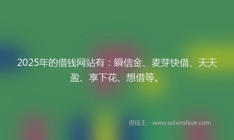 2025年的借钱网站有：瞬信金、麦芽快借、天天盈、享下花、想借等。