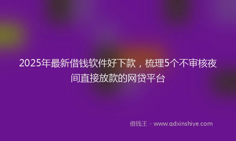 2025年最新借钱软件好下款，梳理5个不审核夜间直接放款的网贷平台