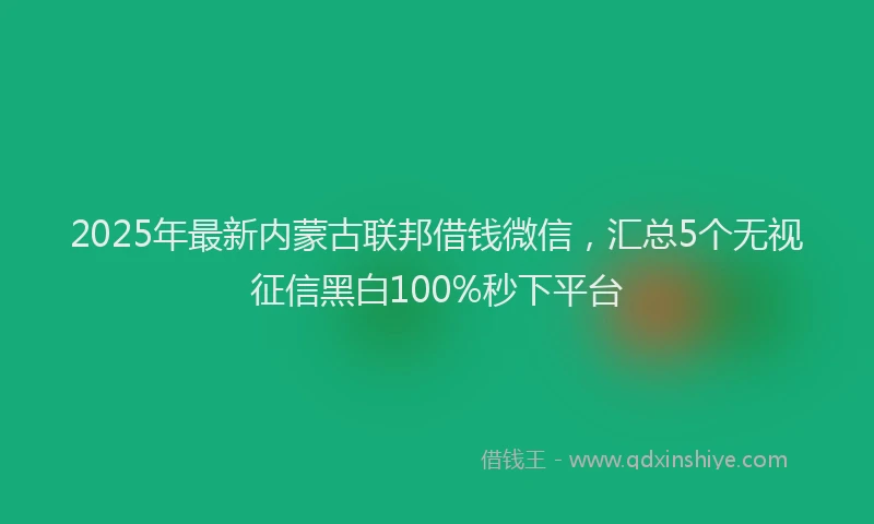 2025年最新内蒙古联邦借钱微信,汇总5个无视征信黑白100%秒下平台