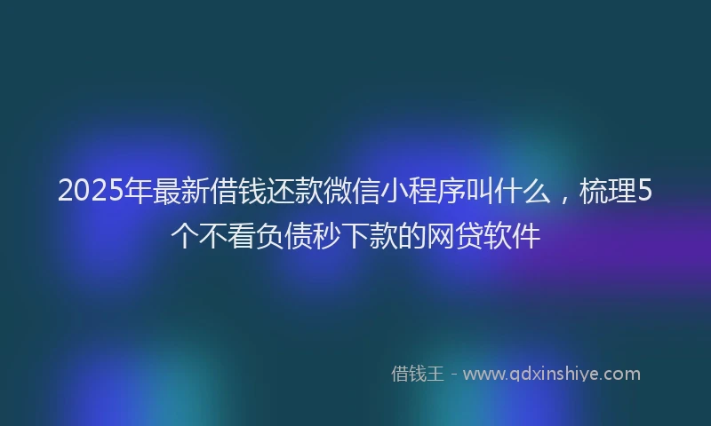 2025年最新借钱还款微信小程序叫什么，梳理5个不看负债秒下款的网贷软件