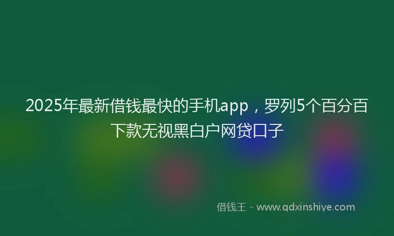 2025年最新借钱最快的手机app，罗列5个百分百下款无视黑白户网贷口子
