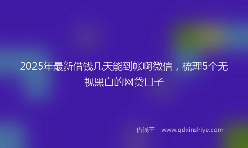 2025年最新借钱几天能到帐啊微信，梳理5个无视黑白的网贷口子