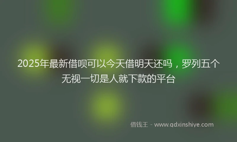 2025年最新借呗可以今天借明天还吗，罗列五个无视一切是人就下款的平台