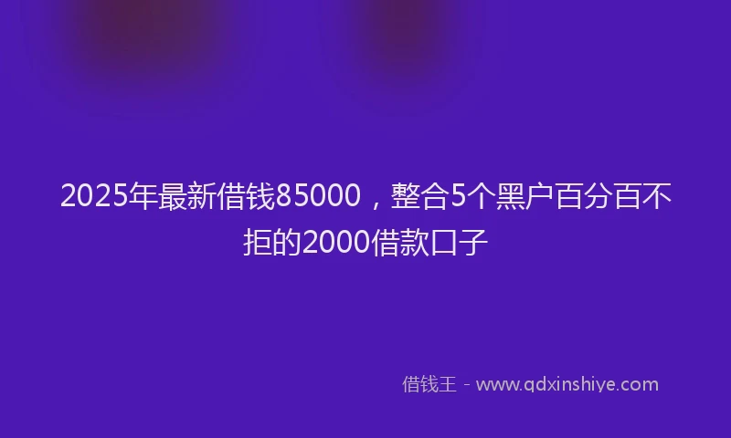 2025年最新借钱85000，整合5个黑户百分百不拒的2000借款口子