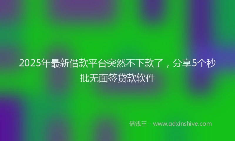 2025年最新借款平台突然不下款了，分享5个秒批无面签贷款软件