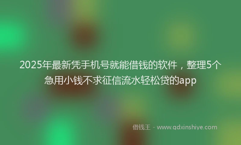 2025年最新凭手机号就能借钱的软件，整理5个急用小钱不求征信流水轻松贷的app