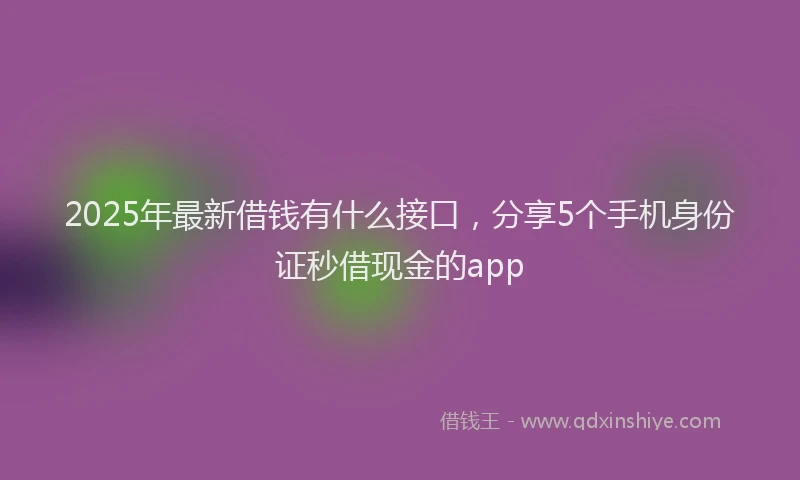 2025年最新借钱有什么接口，分享5个手机身份证秒借现金的app