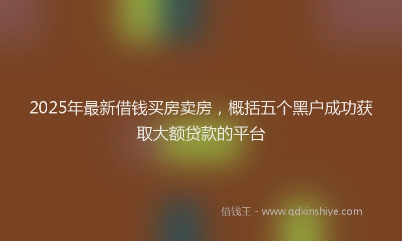 2025年最新借钱买房卖房，概括五个黑户成功获取大额贷款的平台