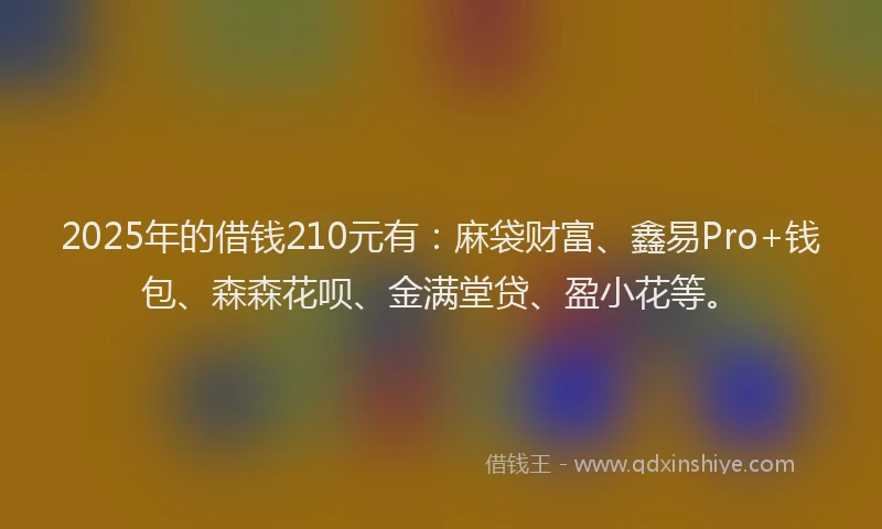 2025年的借钱210元有：麻袋财富、鑫易Pro+钱包、森森花呗、金满堂贷、盈小花等。