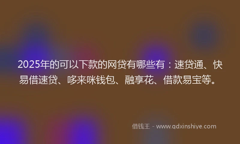 2025年的可以下款的网贷有哪些有：速贷通、快易借速贷、哆来咪钱包、融享花、借款易宝等。