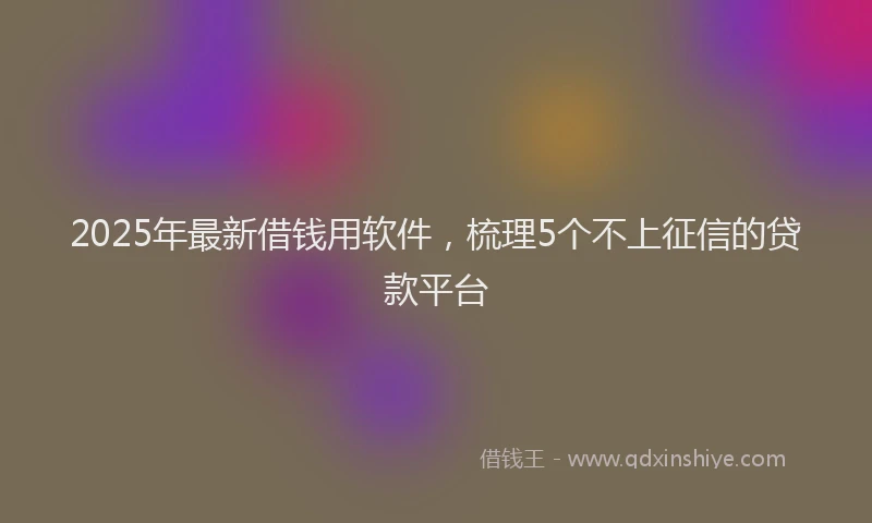 2025年最新借钱用软件，梳理5个不上征信的贷款平台