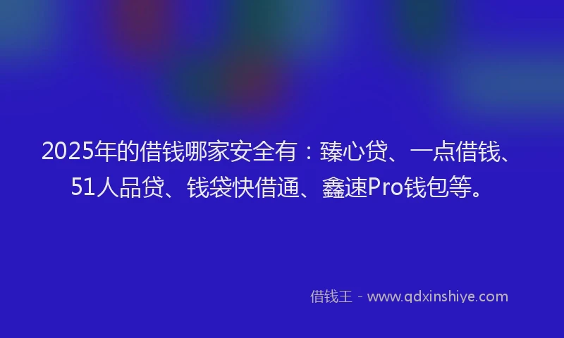 2025年的借钱哪家安全有：臻心贷、一点借钱、51人品贷、钱袋快借通、鑫速Pro钱包等。