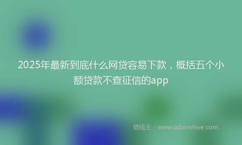 2025年最新到底什么网贷容易下款，概括五个小额贷款不查征信的app