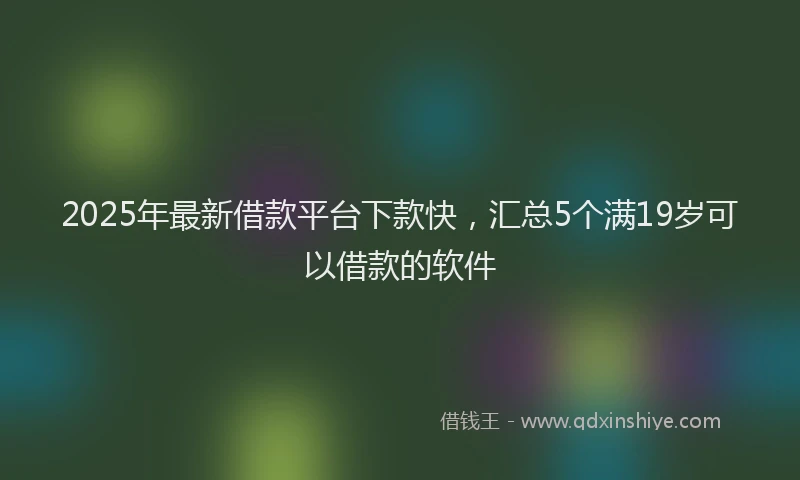 2025年最新借款平台下款快，汇总5个满19岁可以借款的软件