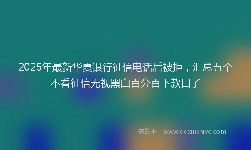 2025年最新华夏银行征信电话后被拒，汇总五个不看征信无视黑白百分百下款口子