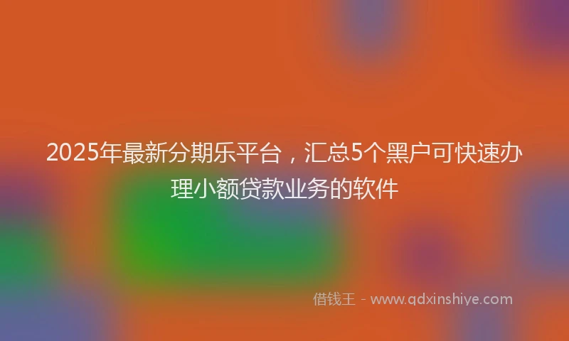 2025年最新分期乐平台，汇总5个黑户可快速办理小额贷款业务的软件