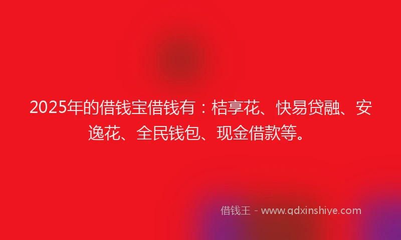 2025年的借钱宝借钱有：桔享花、快易贷融、安逸花、全民钱包、现金借款等。