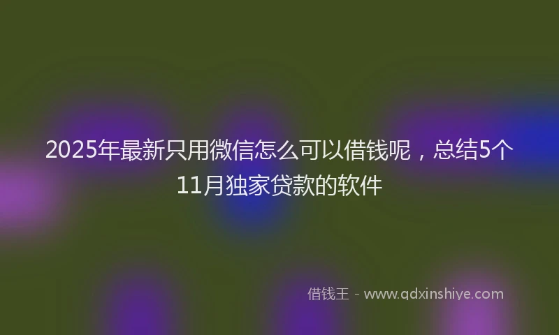 2025年最新只用微信怎么可以借钱呢，总结5个11月独家贷款的软件