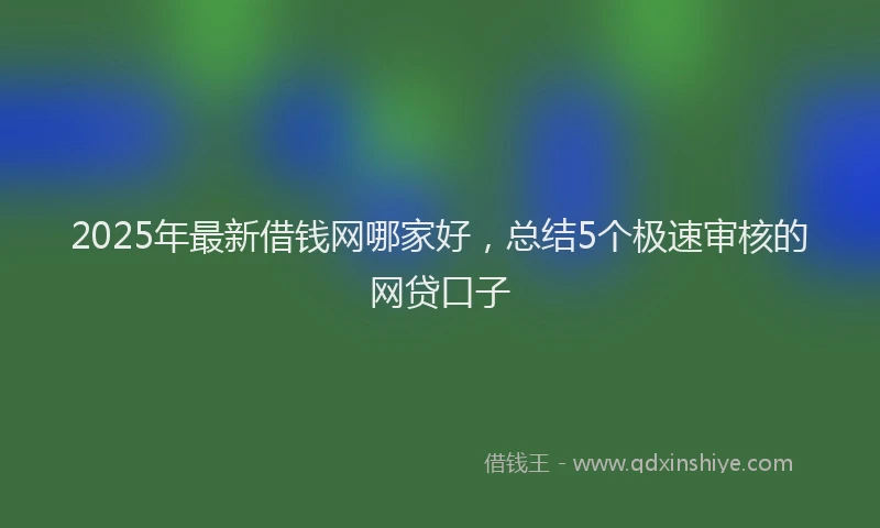 2025年最新借钱网哪家好，总结5个极速审核的网贷口子