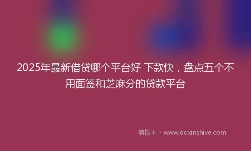 2025年最新借贷哪个平台好 下款快，盘点五个不用面签和芝麻分的贷款平台