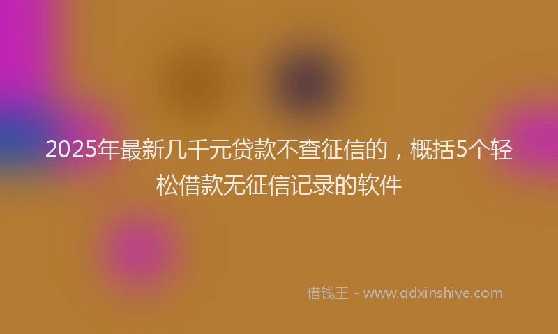 2025年最新几千元贷款不查征信的，概括5个轻松借款无征信记录的软件