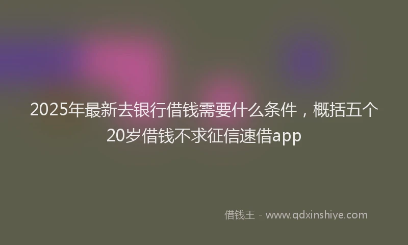 2025年最新去银行借钱需要什么条件，概括五个20岁借钱不求征信速借app
