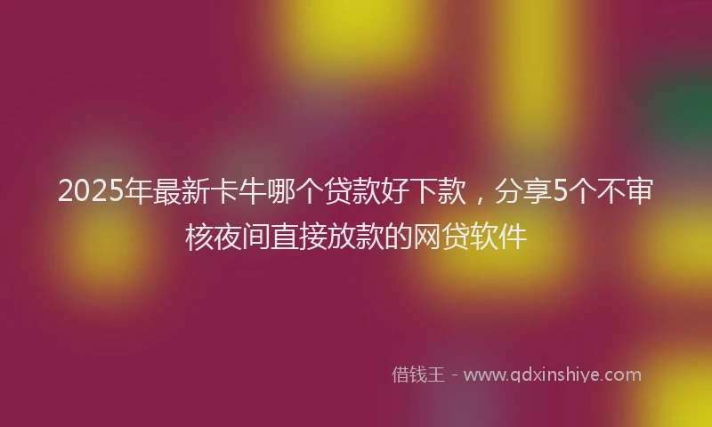 2025年最新卡牛哪个贷款好下款，分享5个不审核夜间直接放款的网贷软件