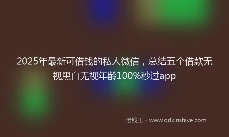 2025年最新可借钱的私人微信，总结五个借款无视黑白无视年龄100%秒过app