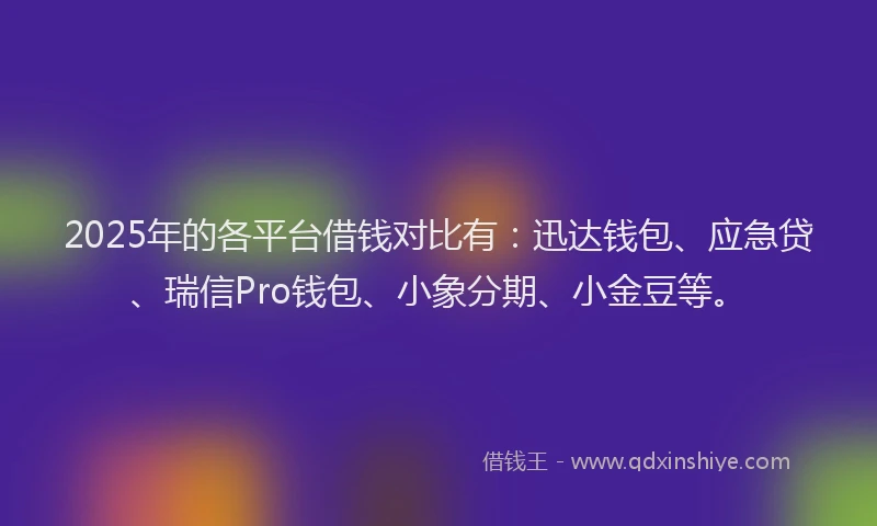 2025年的各平台借钱对比有：迅达钱包、应急贷、瑞信Pro钱包、小象分期、小金豆等。