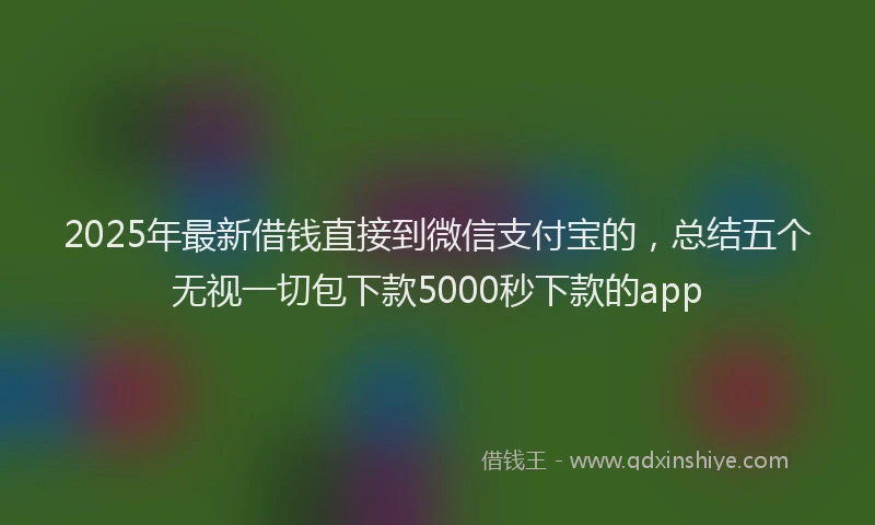 2025年最新借钱直接到微信支付宝的，总结五个无视一切包下款5000秒下款的app