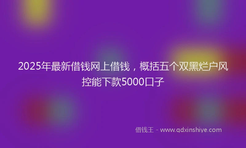 2025年最新借钱网上借钱，概括五个双黑烂户风控能下款5000口子