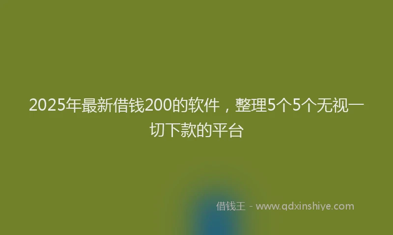 2025年最新借钱200的软件，整理5个5个无视一切下款的平台