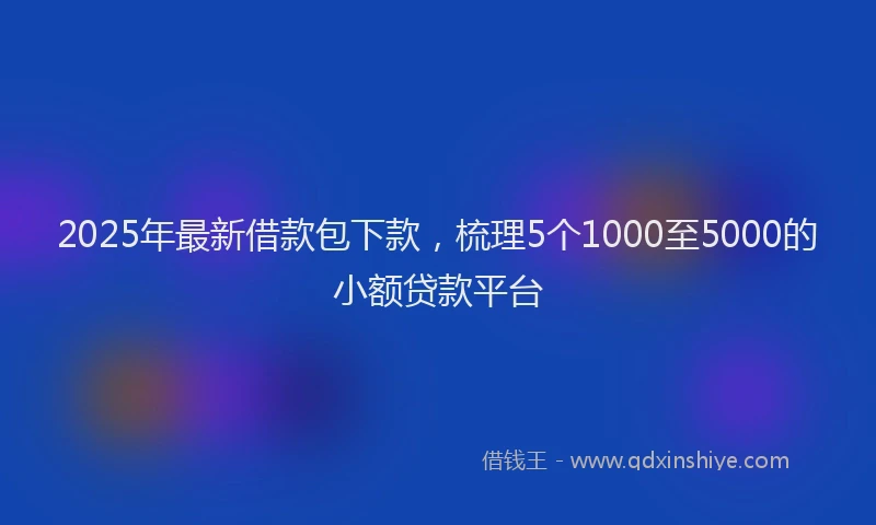 2025年最新借款包下款，梳理5个1000至5000的小额贷款平台