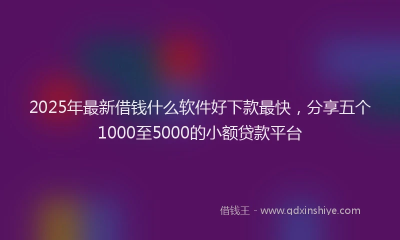 2025年最新借钱什么软件好下款最快，分享五个1000至5000的小额贷款平台