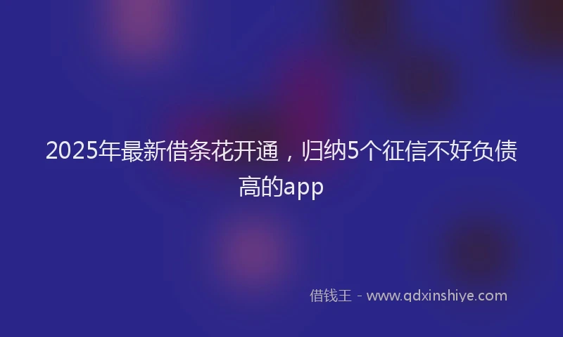 2025年最新借条花开通，归纳5个征信不好负债高的app