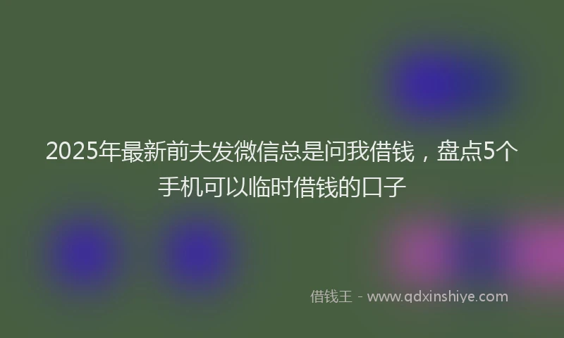 2025年最新前夫发微信总是问我借钱，盘点5个手机可以临时借钱的口子