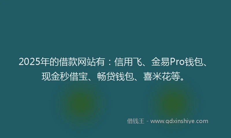 2025年的借款网站有：信用飞、金易Pro钱包、现金秒借宝、畅贷钱包、喜米花等。