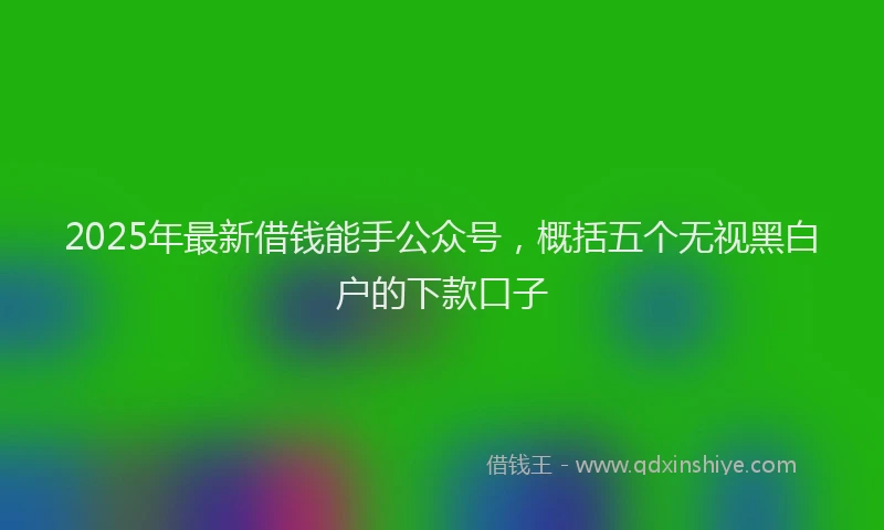 2025年最新借钱能手公众号，概括五个无视黑白户的下款口子
