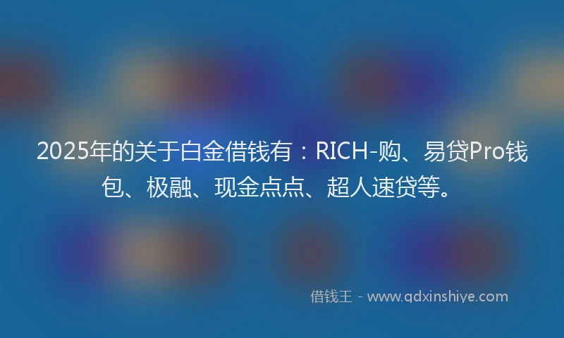 2025年的关于白金借钱有：RICH-购、易贷Pro钱包、极融、现金点点、超人速贷等。