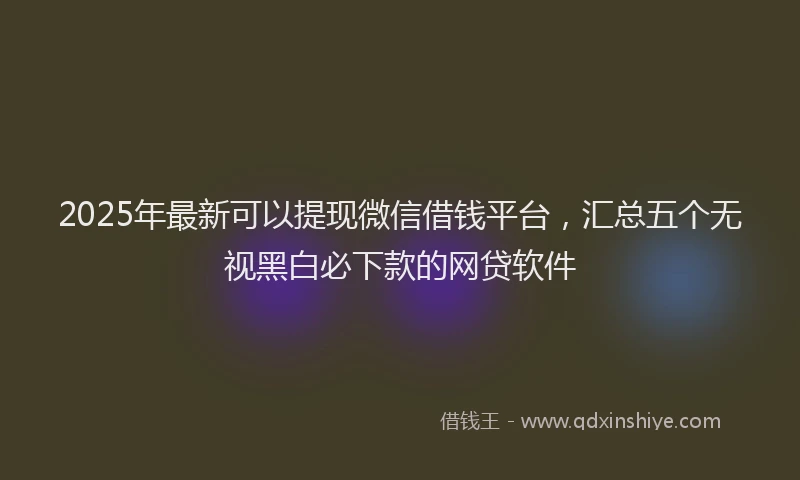 2025年最新可以提现微信借钱平台，汇总五个无视黑白必下款的网贷软件