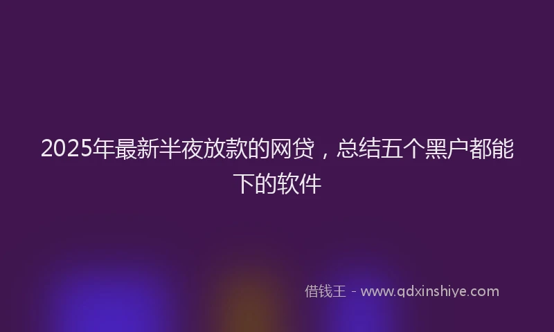 2025年最新半夜放款的网贷，总结五个黑户都能下的软件