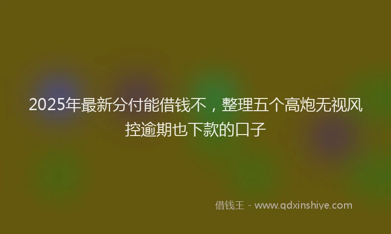 2025年最新分付能借钱不，整理五个高炮无视风控逾期也下款的口子
