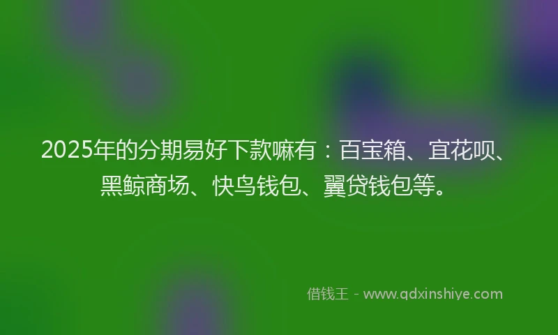 2025年的分期易好下款嘛有：百宝箱、宜花呗、黑鲸商场、快鸟钱包、翼贷钱包等。