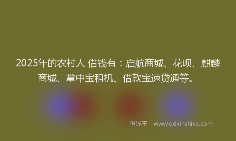 2025年的农村人 借钱有：启航商城、花呗、麒麟商城、掌中宝租机、借款宝速贷通等。
