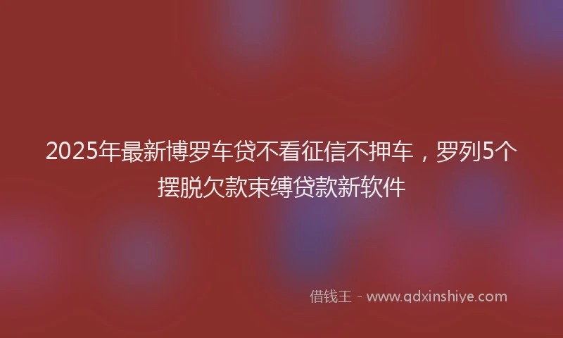 2025年最新博罗车贷不看征信不押车，罗列5个摆脱欠款束缚贷款新软件