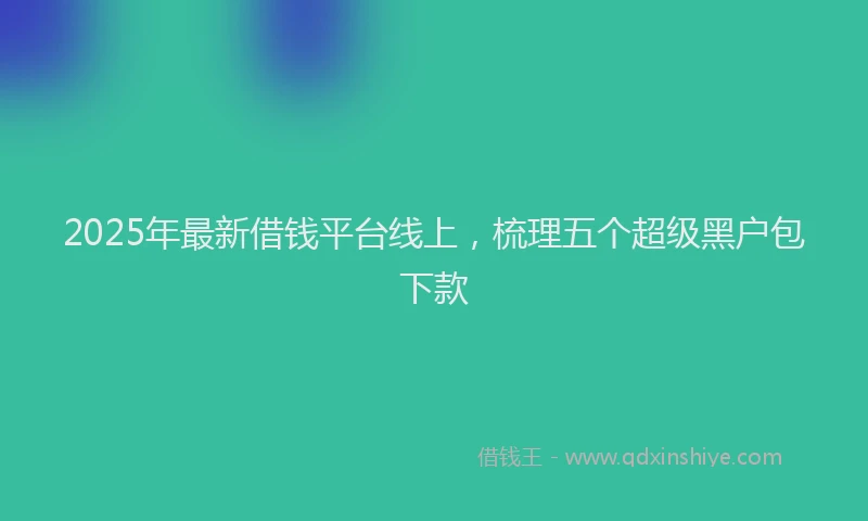2025年最新借钱平台线上，梳理五个超级黑户包下款